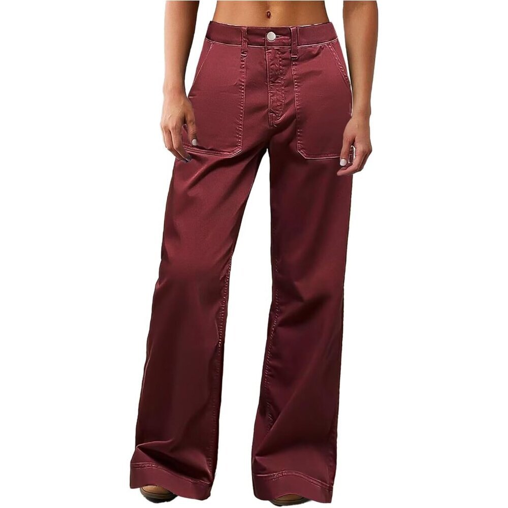 Wide Leg Denim Jeans Cotton Spandex X-Large Mid Rise Baggy Casual